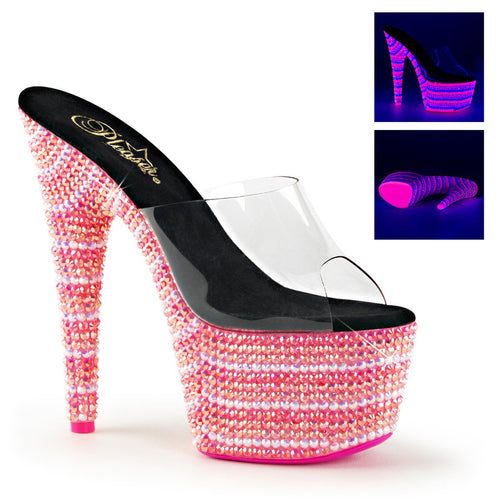 BEJEWELED-701UV Sexy 7Inch Clear Neon Multi Pink Sexy Shoes