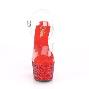 BEJEWELED-708DM Pleaser Sexy 7" Clear Red Bling Sexy Shoes