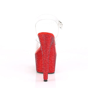 BEJEWELED-708DM Pleaser Sexy 7" Clear Red Bling Sexy Shoes