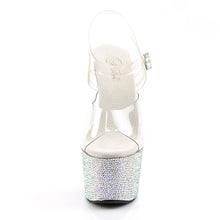 Load image into Gallery viewer, BEJEWELED-708DM Sexy 7 Inch Heel Clear and Silver Sexy Shoes