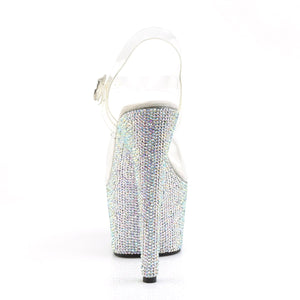 BEJEWELED-708DM Sexy 7 Inch Heel Clear and Silver Sexy Shoes