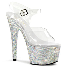 Load image into Gallery viewer, BEJEWELED-708DM Sexy 7 Inch Heel Clear and Silver Sexy Shoes