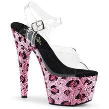 Load image into Gallery viewer, BEJEWELED-708LP Pleaser Sexy 7&quot; Heel Clear Pink-Black Shoes