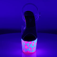 Load image into Gallery viewer, BEJEWELED-708UVLP Sexy 7&quot; Heel Clear White Neon Pink Shoes