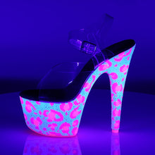 Load image into Gallery viewer, BEJEWELED-708UVLP Sexy 7&quot; Heel Clear White Neon Pink Shoes