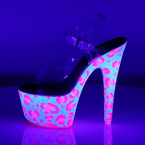 BEJEWELED-708UVLP Sexy 7" Heel Clear White Neon Pink Shoes