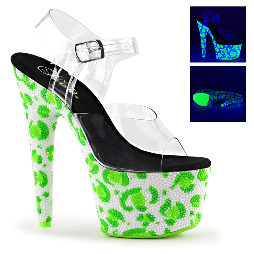 BEJEWELED-708UVLP Sexy 7Inch White Neon Green Sexy Shoes