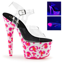 Load image into Gallery viewer, BEJEWELED-708UVLP Sexy 7&quot; Heel Clear White Neon Pink Shoes