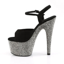 Load image into Gallery viewer, BEJEWELED-709DM Sexy 7&quot; Heel Black  w Pewter Stripper Shoe