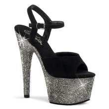 Load image into Gallery viewer, BEJEWELED-709DM Sexy 7&quot; Heel Black  w Pewter Stripper Shoe