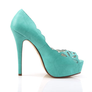 BELLA-30 Pin Up Couture 5" Heel Teal Faux Leather Platforms