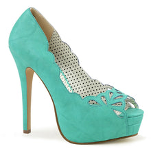 Load image into Gallery viewer, BELLA-30 Pin Up Couture 5&quot; Heel Teal Faux Leather Platforms