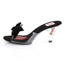 Load image into Gallery viewer, BELLE-301BOW Pin Up 3&quot; Heel Clear and Black Fetish Footwear