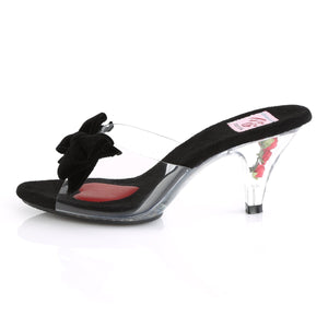 BELLE-301BOW Pin Up 3" Heel Clear and Black Fetish Footwear