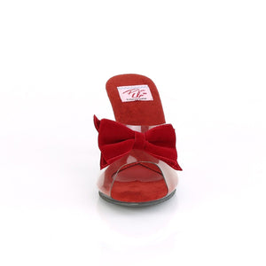 BELLE-301BOW Pin Up 3" Heel Clear and Red Fetish Footwear