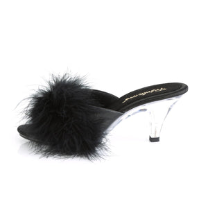 BELLE-301F Fabulicious 3 Inch Heel Black Marabou Sexy Shoes