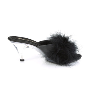 BELLE-301F Fabulicious 3 Inch Heel Black Marabou Sexy Shoes