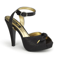 Load image into Gallery viewer, BETTIE-04 Pin Up Retro Glamour 4.5&quot; Heel Black Satin Shoes