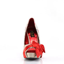 Load image into Gallery viewer, BETTIE-13 Pin Up 4.5&quot; Heel Cream Pu Red Platform Shoes