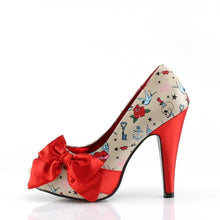 Load image into Gallery viewer, BETTIE-13 Pin Up 4.5&quot; Heel Cream Pu Red Platform Shoes