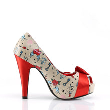 Load image into Gallery viewer, BETTIE-13 Pin Up 4.5&quot; Heel Cream Pu Red Platform Shoes