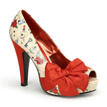 Load image into Gallery viewer, BETTIE-13 Pin Up 4.5&quot; Heel Cream Pu Red Platform Shoes