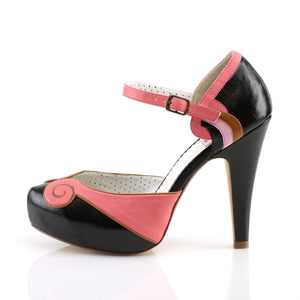 BETTIE-17 Pin Up 4.5" Heel Coral and Black Glamour Platforms