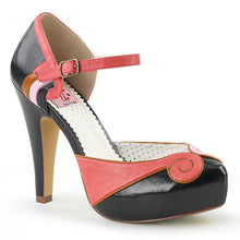 Load image into Gallery viewer, BETTIE-17 Pin Up 4.5&quot; Heel Coral and Black Glamour Platforms