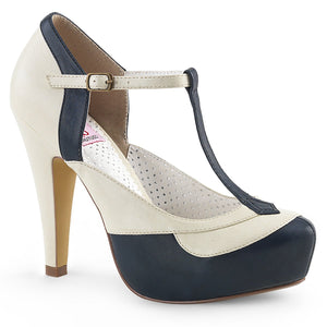 BETTIE-29 Sexy 4.5" Navy Blue-Cream Retro Glamour Platforms