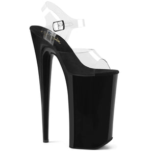 BEYOND-008 Sexy 10" Heel Clear & Black Pole Dancer Platforms