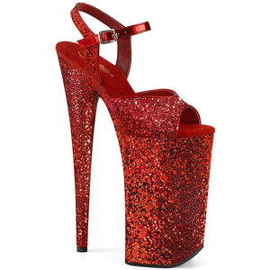 BEYOND-010LG Sexy 10" Heel Red Glitter Pole Dancer Platforms