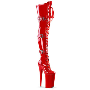 BEYOND-3028 Pleasers Sexy 10" Heel Red Pole Dancing Platform