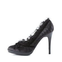 Load image into Gallery viewer, BLISS-38 Pin Up 4 Inch Heel Black Satin Burlesque Shoes