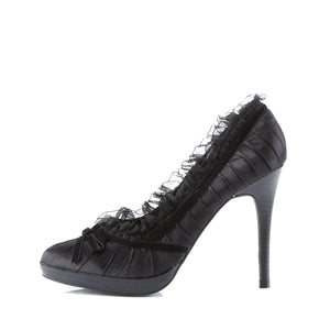 BLISS-38 Pin Up 4 Inch Heel Black Satin Burlesque Shoes