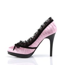 Load image into Gallery viewer, BLISS-38 Pin Up 4 Inch Heel Pink-Black Satin Burlesque Shoes