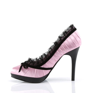 BLISS-38 Pin Up 4 Inch Heel Pink-Black Satin Burlesque Shoes