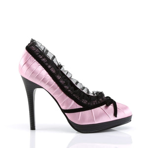 BLISS-38 Pin Up 4 Inch Heel Pink-Black Satin Burlesque Shoes