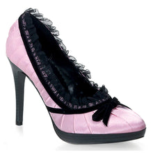 Load image into Gallery viewer, BLISS-38 Pin Up 4 Inch Heel Pink-Black Satin Burlesque Shoes