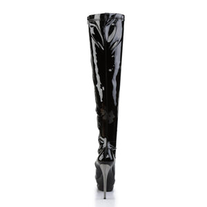 BLONDIE-3000 Sexy 6" Heel Black Pewter Chrome Strippers Boot