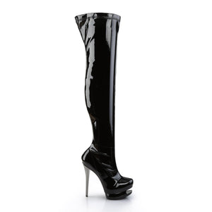 BLONDIE-3000 Sexy 6" Heel Black Pewter Chrome Strippers Boot