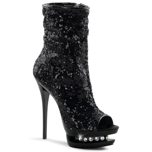 BLONDIE-R-1008 Sexy 6 Inch Black Sequin Pole Dancer Platform