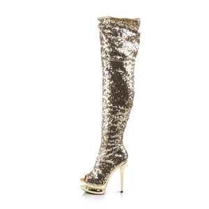 BLONDIE-R-3011 Sexy 6 Inch Gold Sequins Pole Dancer Platform