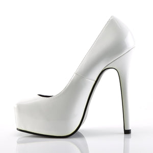 BONDAGE-01 Devious 5.5 Inch Heel White Patent Platform Shoes