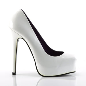 BONDAGE-01 Devious 5.5 Inch Heel White Patent Platform Shoes