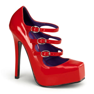 BONDAGE-03 Devious Fetish Shoe 5.5" Heel Red Platforms Shoe