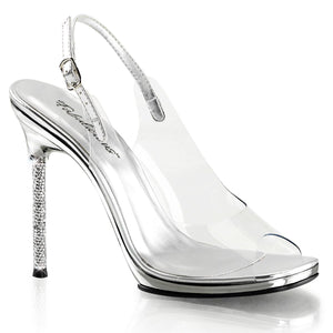 CHIC-18 Fabulicious 4.5 Inch Heel Clear and Silver Sexy Shoe