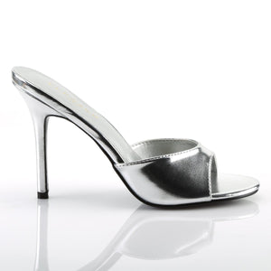 CLASSIQUE-01 Pleaser 4 Inch Heel Silver Fetish Footwear