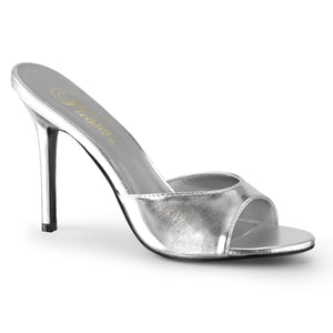 CLASSIQUE-01 Pleaser 4 Inch Heel Silver Fetish Footwear