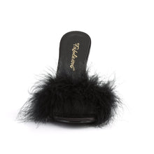 Load image into Gallery viewer, CLASSIQUE-01F Fetish 4&quot; Heels Black Marabou Bedroom Shoes