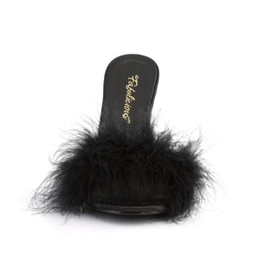 CLASSIQUE-01F Fetish 4" Heels Black Marabou Bedroom Shoes